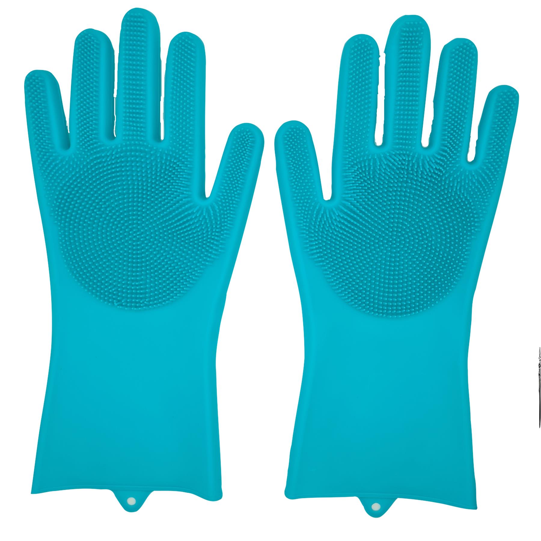 Magic Silicone Dishwashing Gloves Blue